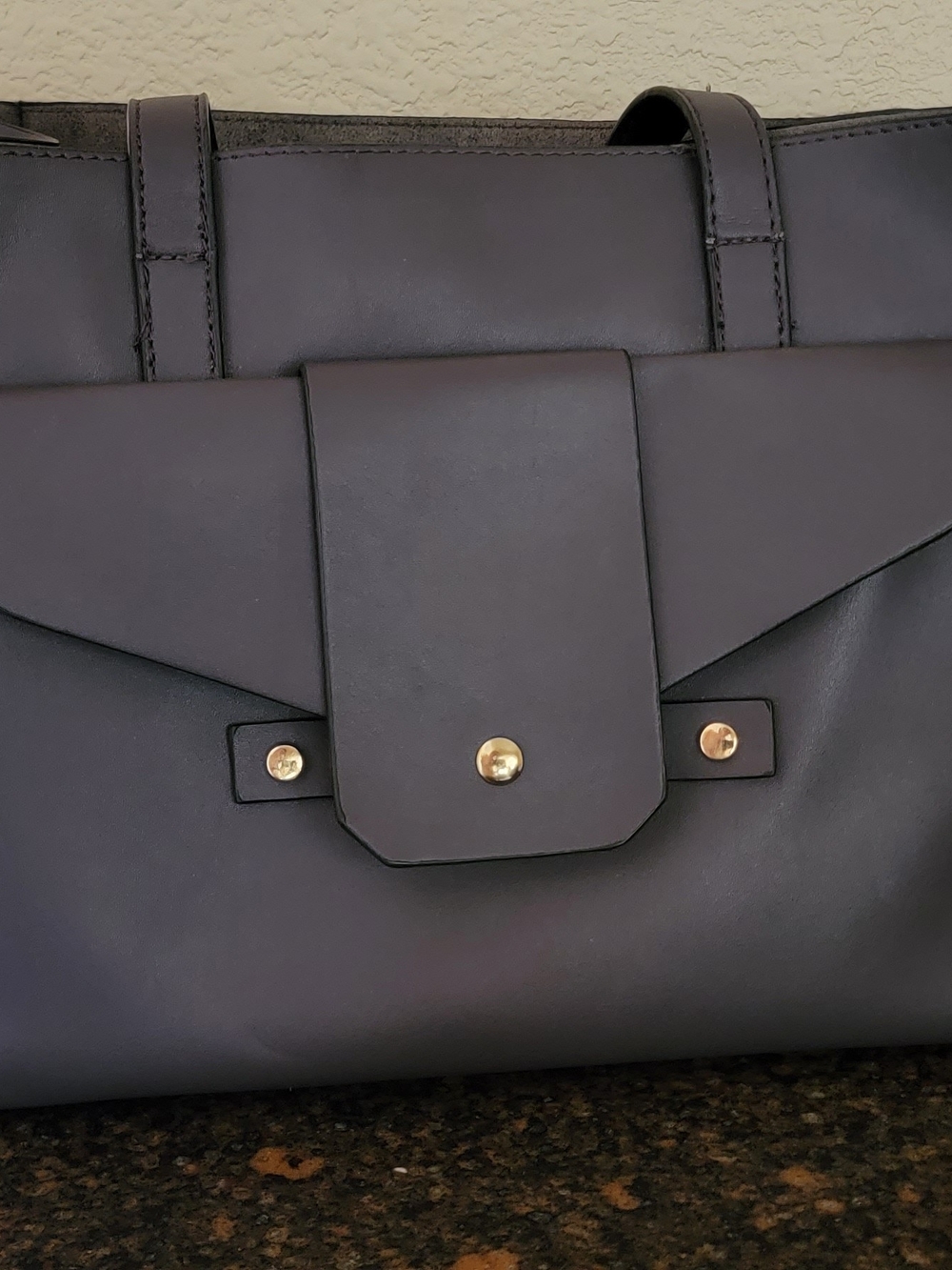 Classic Women's Black Leather Tote with Gold Accent